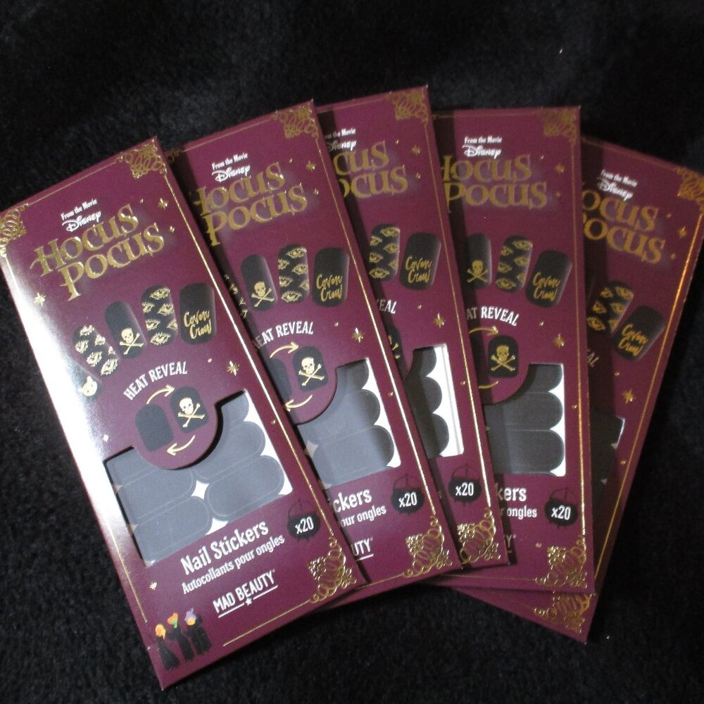Lot of Five Disney Hocus Pocus Movie Heat Reveal Nail Stickers  Mad Beauty NEW